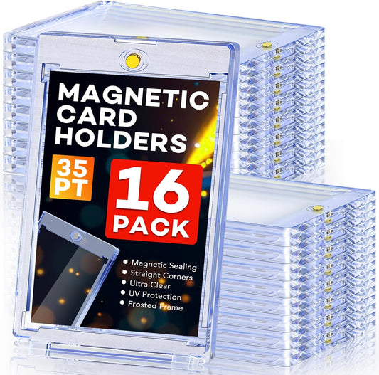 128ct Magnetic Card Holders, 35pt One Touch Card Holder, U-V Protection Hard Plastic Case for Trading Cards, Display Case for Sports, Baseball, Football, Game Cards