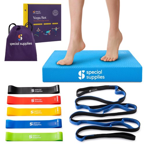 SPECIAL SUPPLIES Balance Board and Yoga Strap Set for Stretching, Stability Training, Fitness, Flexibility, Physical Therapy, Home Workout Equipment, Strength Training, and Pilates