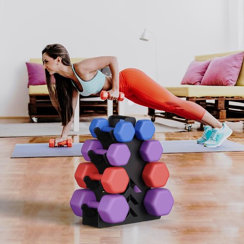 Lovind Dumbbell Rack Stand Only,No Install Needed Small Weight Rack with Dumbell Protector Edge,Compact A-Frame Dumbbell Holder,For Home Gym Workout