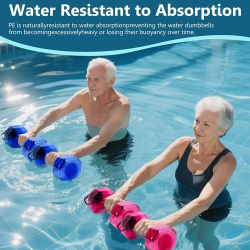 YOTAN 2 PCS Water Weights for Pool Exercise, Water Dumbbells Pool Resistance, Lightweight Pool Weights for Water Exercise Resistance, Water Aerobics Equipment for Aqua Therapy, Pool Fitness, Weight Loss, Red