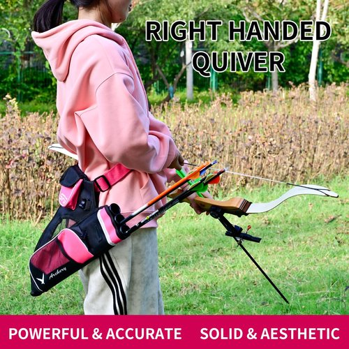 SOPOGER 3/4 Tube Archery Hip Quiver for Arrows Bow Belt Waist Hanged Quiver Fit for Compound Bow and Recurve Bow Target Archery (Pink(3 Tube))