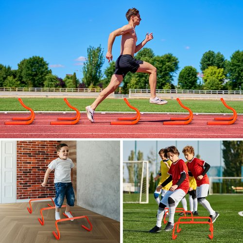 Agility Hurdles Training Equipment - 10 Speed Hurdles and 10 Soccer Cones with Carrying Bag for Soccer, Football, and Track Drills, Ideal for Athletes Speed and Agility Training