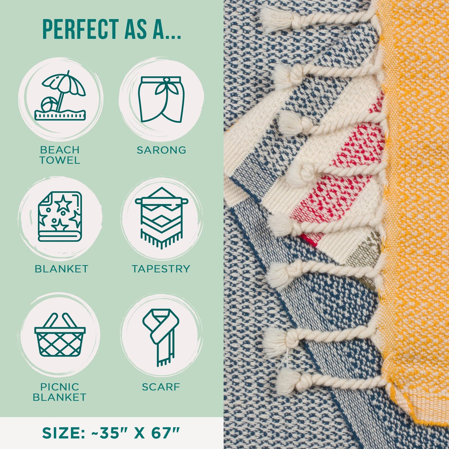 Sand Cloud Beach Towel - Sand Resistant - 100% Organic Turkish Cotton Yarn - Quick Dry Towel for Beach, Picnic, Blanket or Bath - As Seen on Shark Tank - Chains Blue