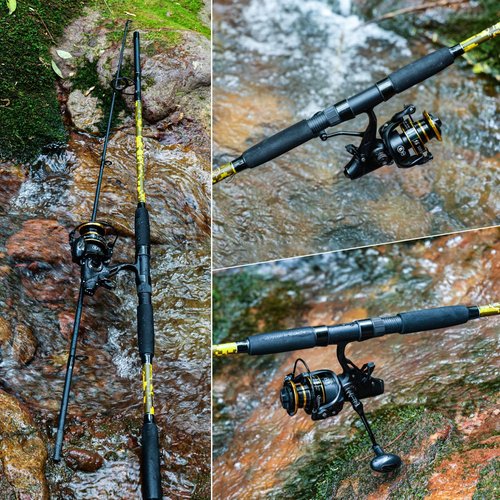Sougayilang Spinning Rod Combo - MH Action Fishing Pole with Bait Feeder Reel for Catfish, Salmon, Steelhead Freshwater Saltwater Fishing- 7'0"/7'6" (7'6")