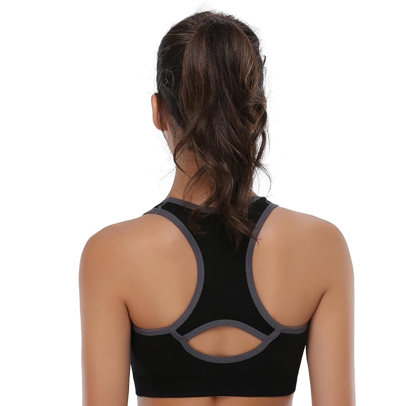 High-Impact Women’s Seamless Racerback Sports Bra 5-Piece (Black/Blue/Grey/Purple/Rose Red) Medium