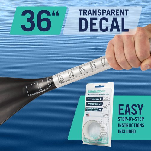 36" Fish Measuring Ruler Sticker | Waterproof Transparent Decal Tape | Made in USA | Bold and Easy Read Markings | Boat, Kayak, Net, Cooler Compatible | UV-Resistant Adhesive | Easy Application