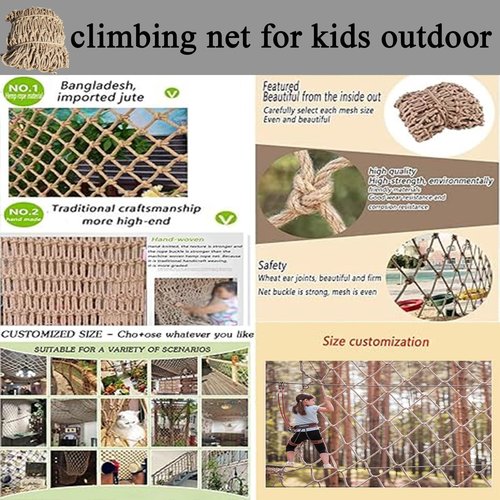 Climbing Cargo Net - Knotless Polyester Safety Netting for Treehouse Accessories, Playground Stairs, Outdoor Adventures, 3x23FT / 1x7M - Durable Cargo Rope for ' Safety