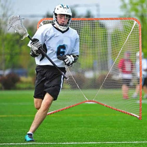 PGL 6x6FT Regulation Lacrosse Goal,Folding Goal,Lacrosse Training Net,Portable Lacrosse Target Goal,Orange Frame with White Netting,Foldable and Removable