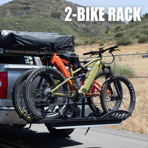 Ebike Rack with Ramp, 200 lbs Ebike Racks for Tow Hitch, 2-Bike Rack for Cars Trucks SUVs Minivans, Folding Ebike Carrier Fit up to 5 Inches Fat Tire, 2" Receiver