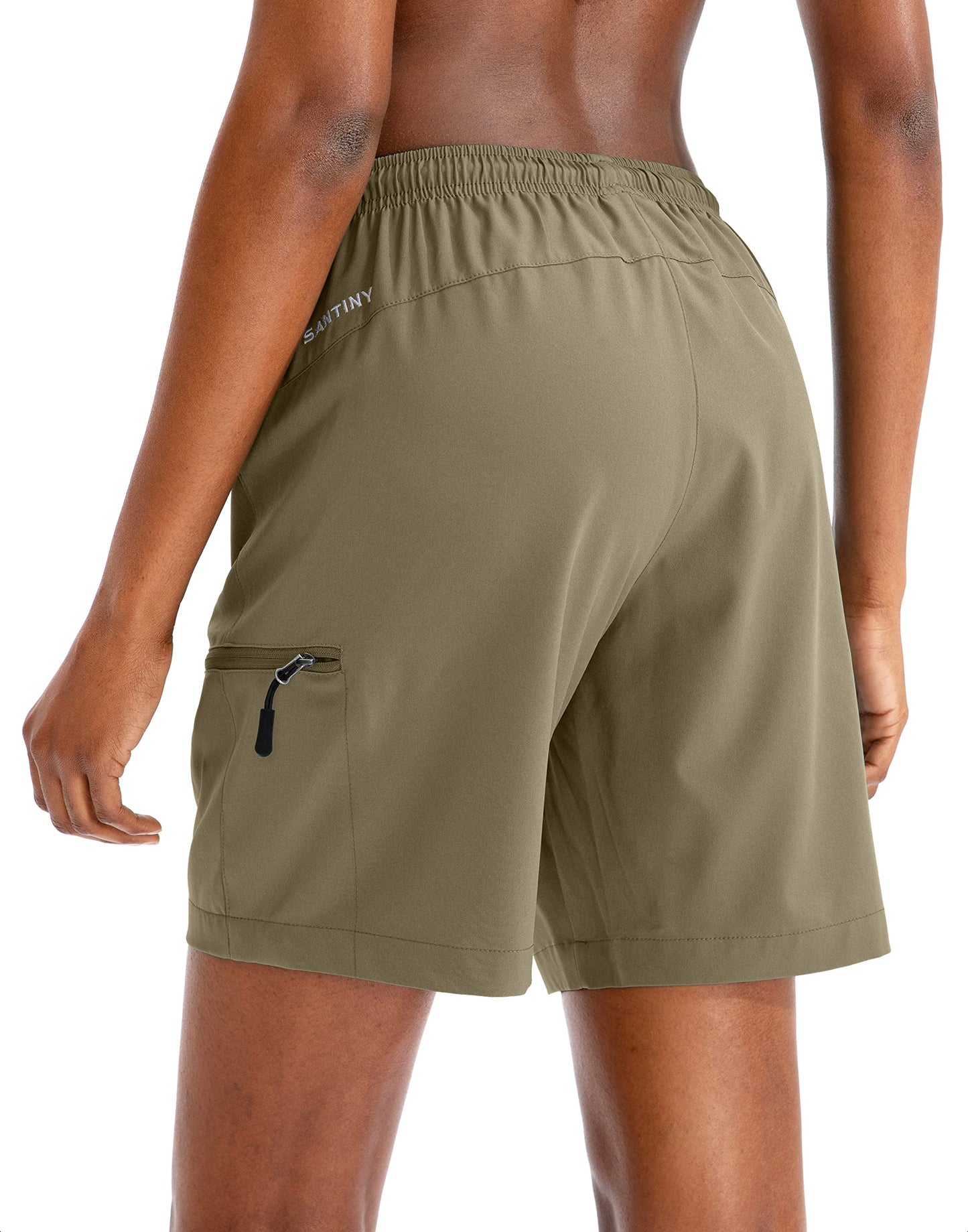 SANTINY Women's 5''/ 7''/9'' Hiking Cargo Shorts Quick Dry Lightweight Summer Shorts for Women Athletic Golf Zipper Pockets(Dusty Khaki_S)