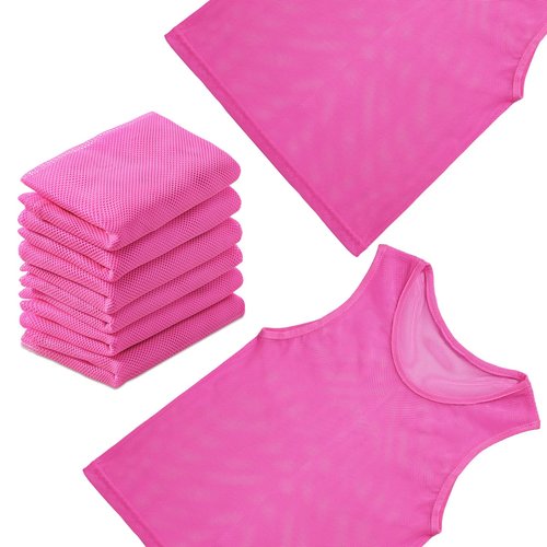 Sintege 12 Pcs Soccer Pinnies Pennies Jersey Scrimmage Vest Sports Practice Jersey Mesh Basketball Vest for Youth Adult Kids(Medium,Pink)