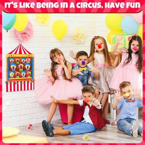 TEASIK Carnival Birthday Party Decorations - Dart Board with 10 Sticky Balls,Felt Cloth Circus Theme Party Decorations, 19.1x13.4 Inches Fun Outdoor & Indoor Family Game for Birthday