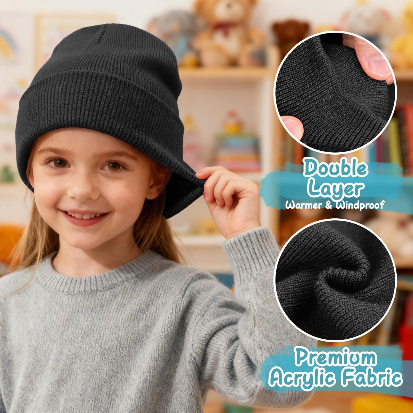 ZOORON Toddler Beanie Baby Kids Beanies Warm Winter Hat Knit Skull Cap for Boys & Girls Soft Children Infant Hat