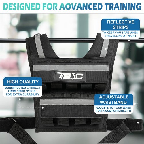 Adjustable Weighted Vest，40lbs Weights with Reflective Stripe, Weight Vest Workout Vest for Strength Training Running Walking Workout Vest for Men and Women