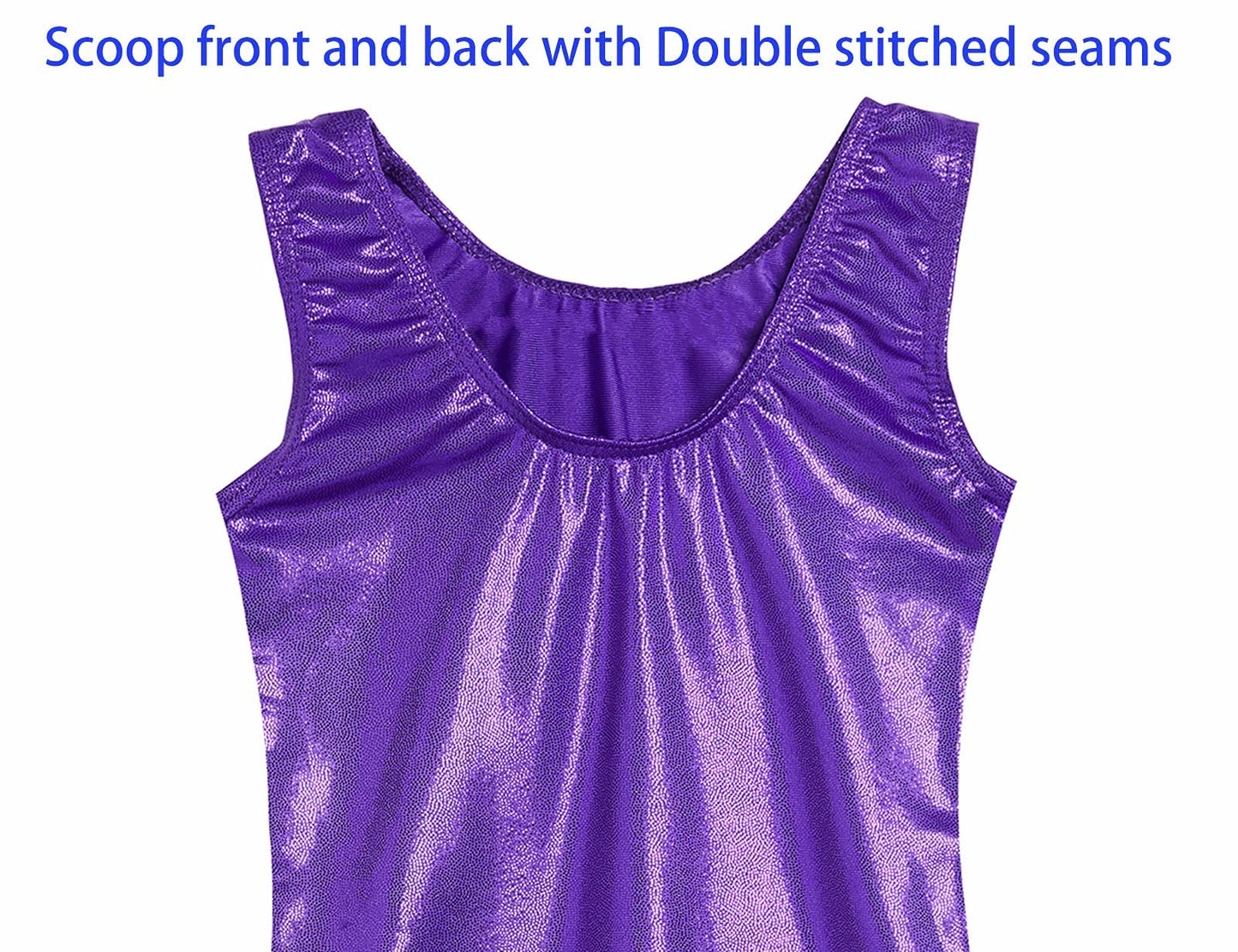 Domusgo Gymnastics Leotards for Girls 10-12 Years Old Purple Sparkly One Piece Tumbling Outfits