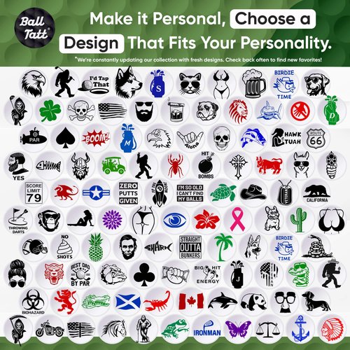 Ball Tatt - Golf Ball Stamp - Self-Inking Marker - Quick-Dry Permanent Marking Tool, No Leaks or Refills, Reusable & Waterproof Golfing Stamper - Ideal Gift for Golfers, Dads, Retirement (K Monogram)