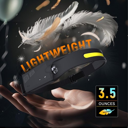 Headlamp Flashlight, 2Pack Rechargeable LED Headlamps 1200Lumens 2 COB 230°Wide Beam Headlight with Motion Sensor Bright 5 Modes Lightweight Waterproof Head Lamp for Outdoor Running, Camping Hiking