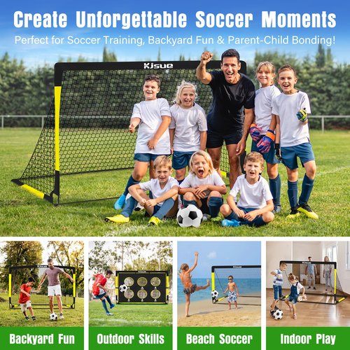 Kids Soccer Goal for Backyard Set - 2 of 6x4 ft Soccer Goals Training Equipment, Soccer Net for Kids Age 3-5 6-8 8-10 10-12, Ball, Targets for Toddler Kid Youth Soccer Games Sports Outdoor Play