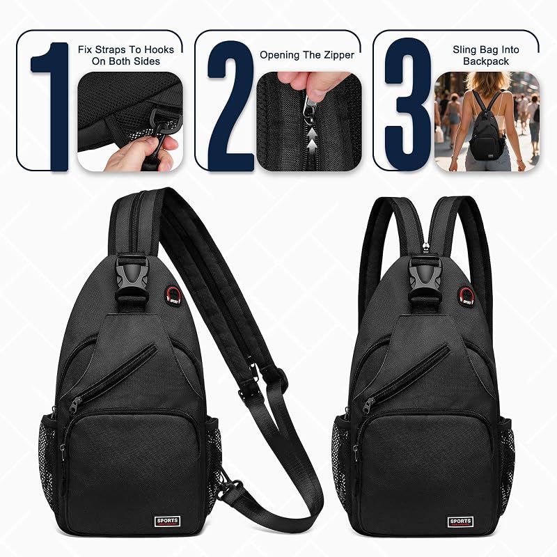 Small Sling Bag with Coin Pocket Fits for 11" Tablet, Black