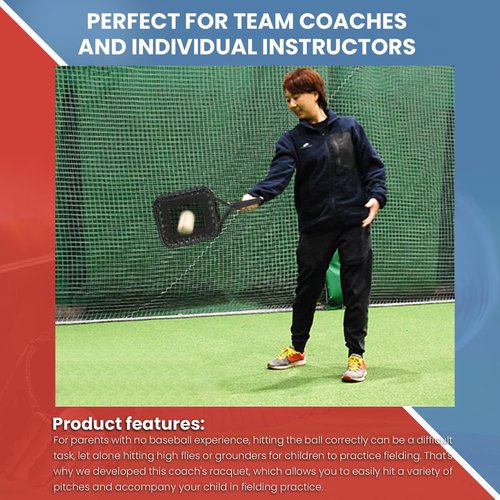Jikbeed Fungo Racket: Baseball Racket for Coaches and Parents to Help Players Practice Hitting Grounders and Pop Flies (New)