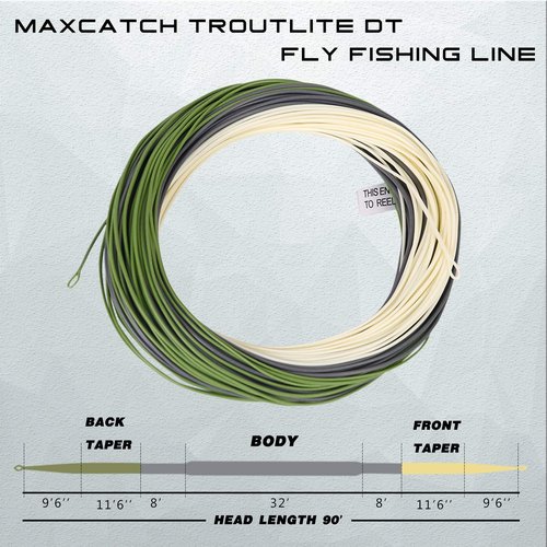 Maxcatch Troutlite Double Taper Floating Fly Line, 90ft, DT3F-DT6F, Easy Casting, with Two Welded Loops (DT3F-90FT)