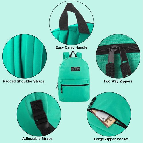 Trail maker Classic 17 inch Backpacks with Adjustable Padded Straps | School Backpacks for Girls, Boys (Aqua)