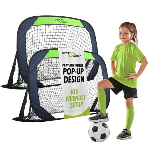 Sport Squad Portable Soccer Goal Net Set - Set of Two 4' Pop Up Training Soccer Goals with Compact Carrying Case - Easy Assembly and Compact Storage - Great for Kids and Adults