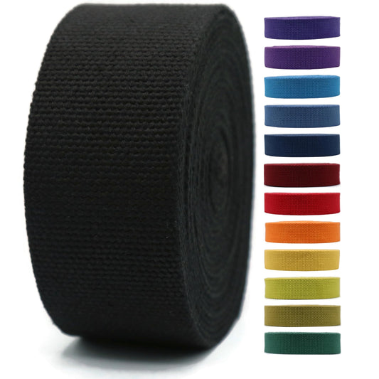 2" & 1.5'' & 1" Cotton Webbing - 5 Yards - 50+ Colors -%100 Natural Cotton - Turkish Woven - 1 Inch 1.5 Inch 2 Inch Black Canvas Webbing for Sewing Straps Bags Climbing Indoors Craft DIY 11515…