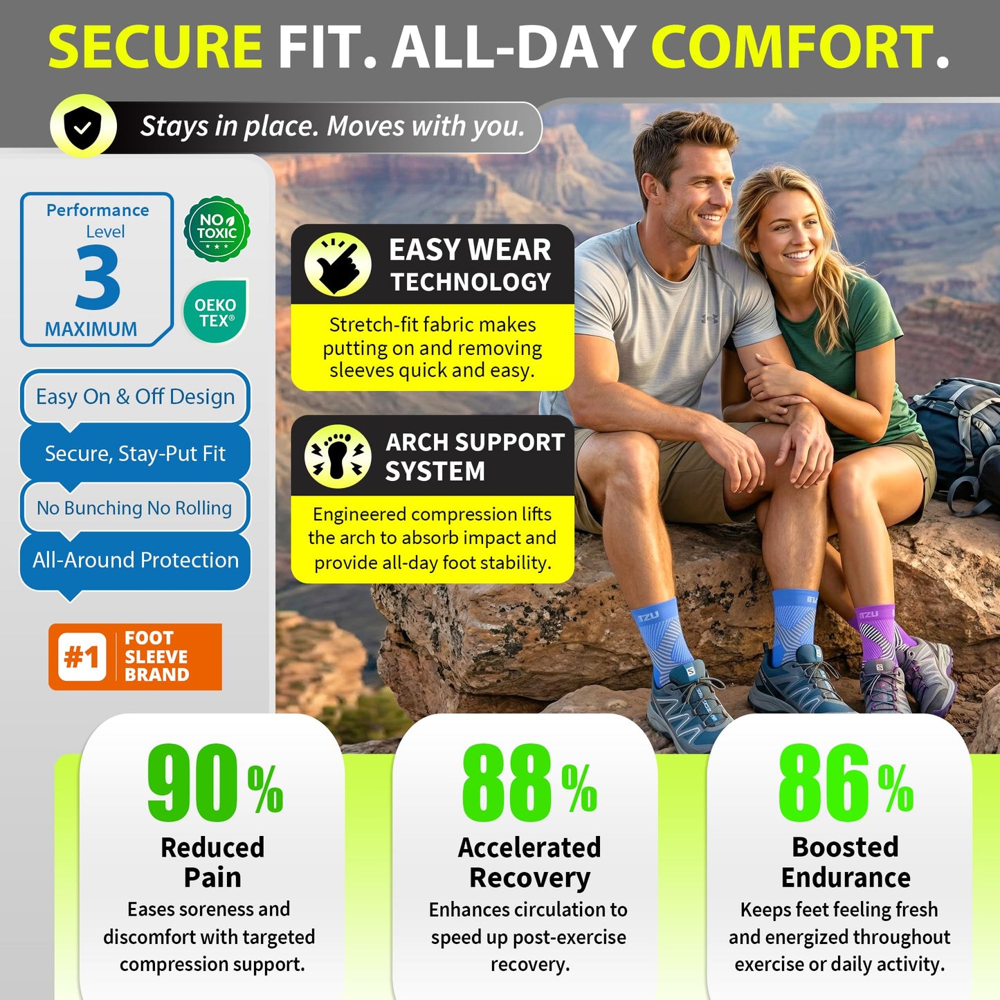 BLITZU Compression Socks for Plantar Fasciitis, Achilles Tendonitis, Arthritis Relief, Ankle Brace Compression Sleeve with Foot Arch Support, Ankle Wrap for Women, Men, Swelling & Heel Pain Blue L-XL