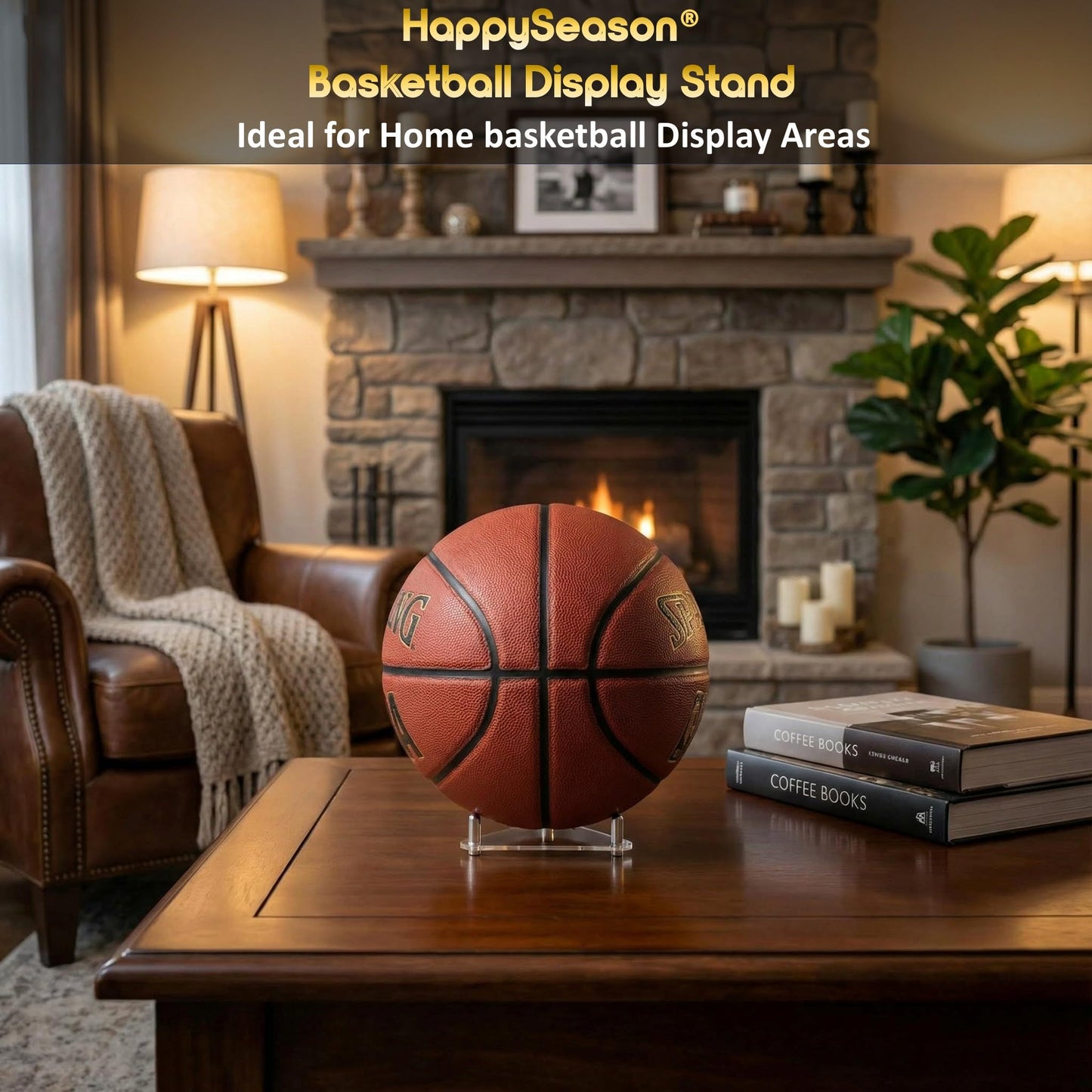 Happyseason 3-Pack Acrylic Football Stand, Basketball Stand with Stainless Steel Rods, Soccer Ball Holder, Volleyball Holder, Round-Edge Rack for Balls, Easy to Assemble (Clear)