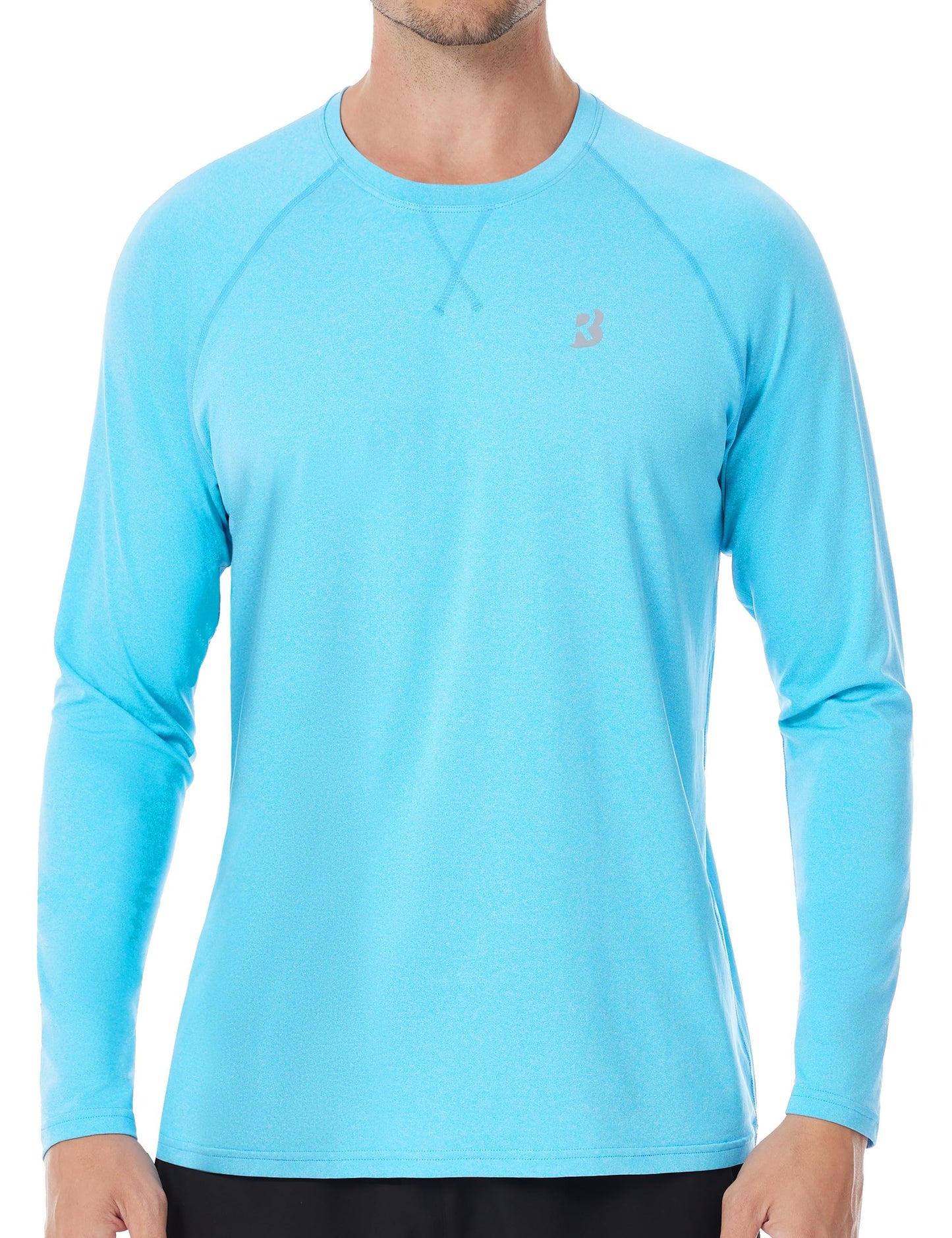 Roadbox UPF 50+ Sun Shirts for Men, UV Protection Long Sleeve Swim Shirt, Quick Dry Rash Guard for Fishing Hiking Running Blue