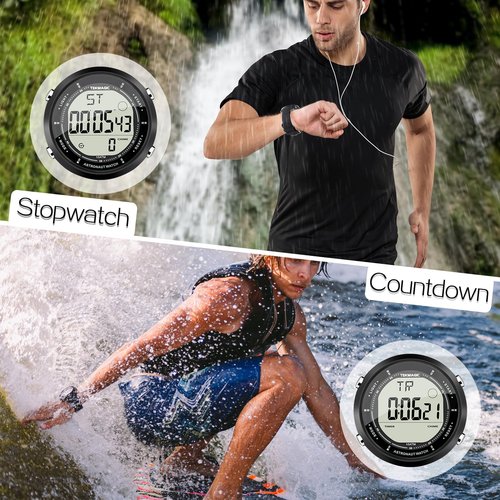Swimming and Diving Wristwatch 10 ATM Waterproof Sports Watchwith Multiple Functions of Alarm Clock, Stopwatch, Countdown, Dual Time, 12 and 24 Hour Format Switchable, Silicone Band
