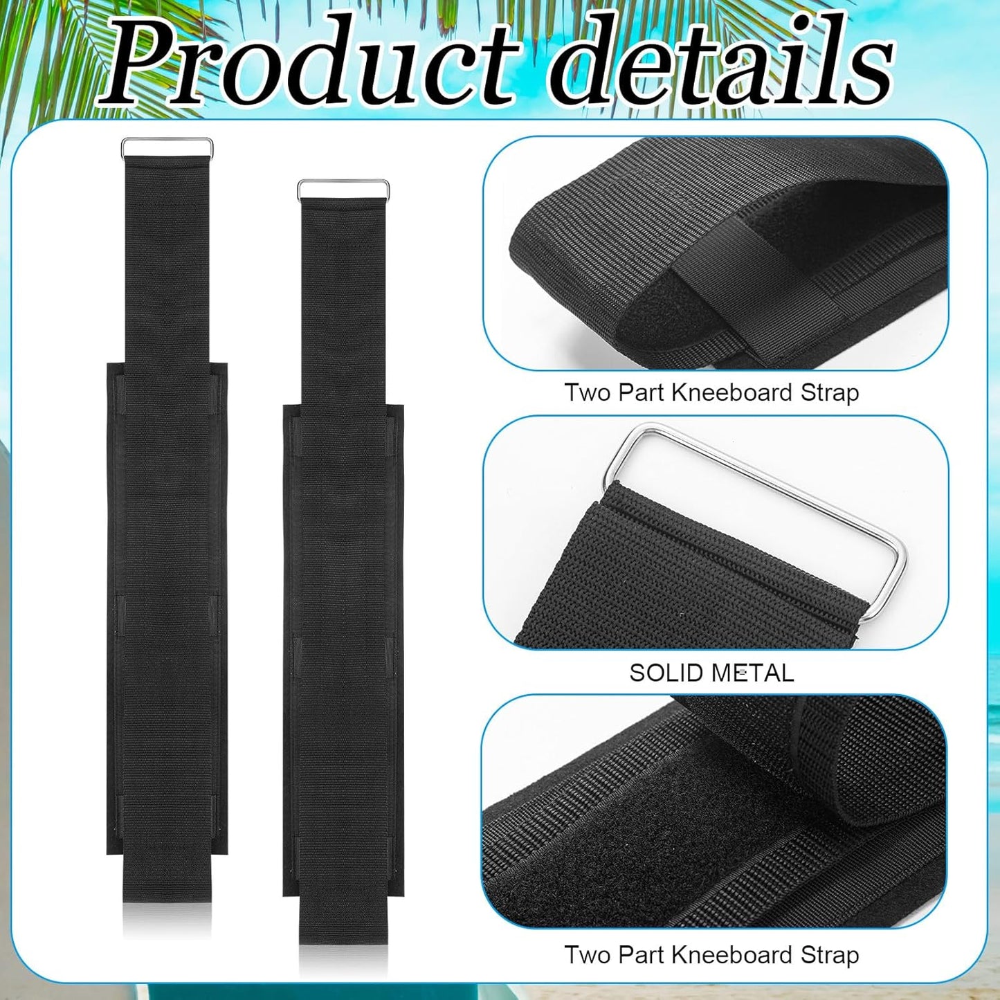 2 Pcs Replacement Kneeboard Strap Boating Shock Water Sport Knee Board Knee Surfing Board Strap for Waterboarding Kneeling Boarding