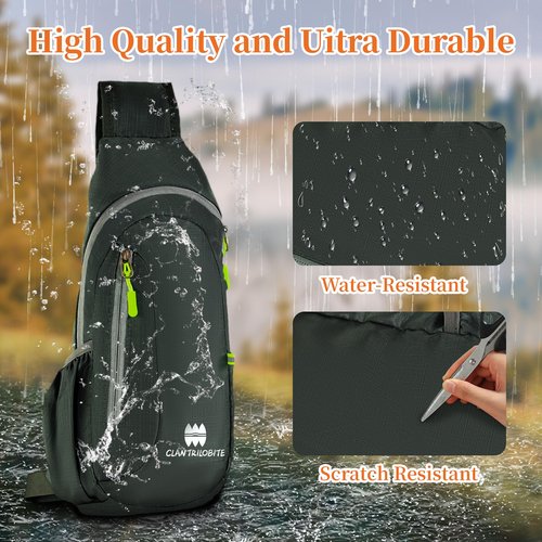 CLANTRILOBITE Small Sling Backpack, Lightweight Crossbody Backpack,Foldable Cross Body Bag for Men Women,Shoulder Bag for Sport Outdoors Hiking Traveling