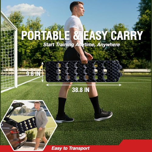 ZEALFEEL Soccer Rebounder Board, Portable Dual Surface Soccer Wall with 3 Adjustable Angles for 6 Rebound Modes for Passing, Control & Reflex, Kick Back Wall Trainer Equipment for All Player Levels