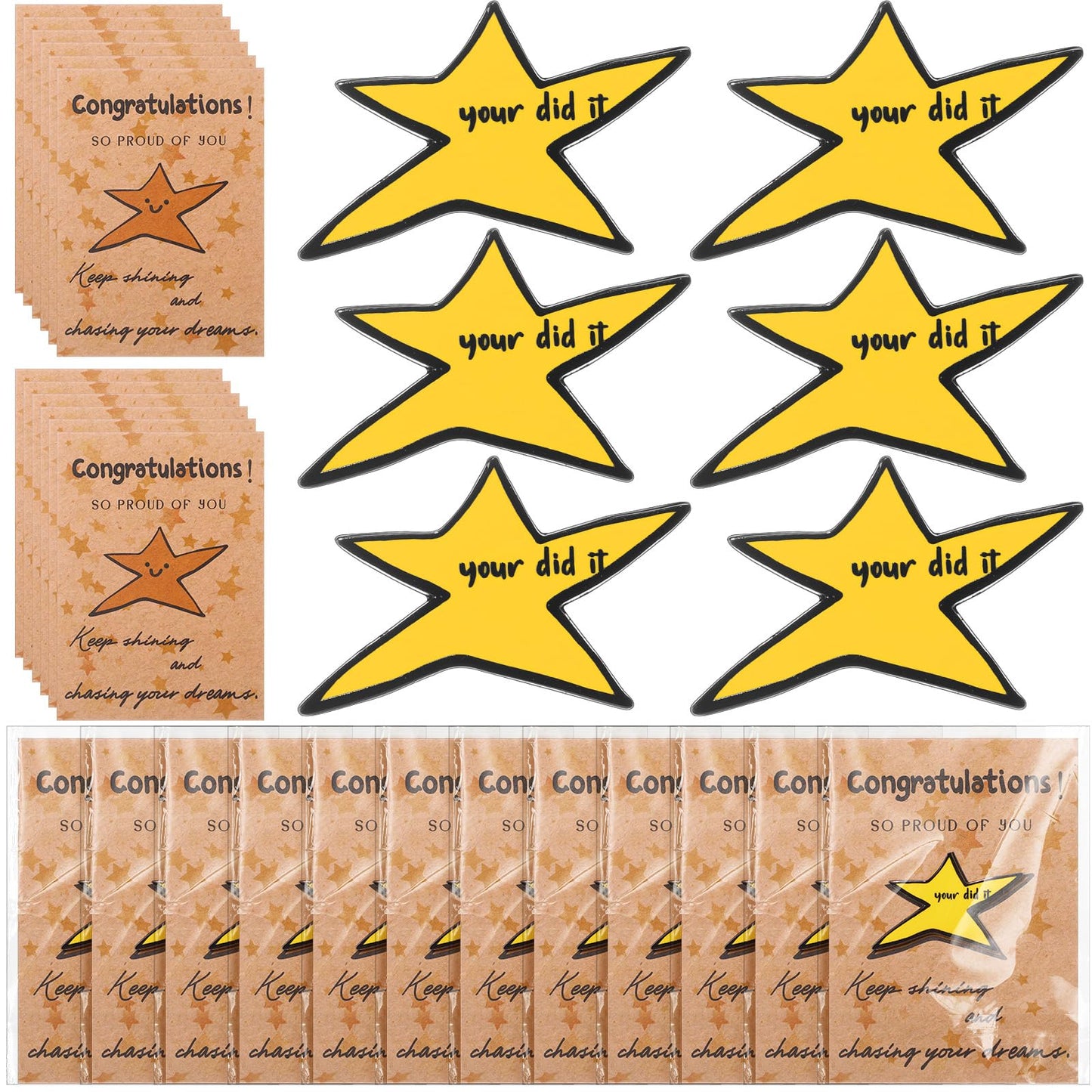 Yinkin 6 Sets Inspirational Your Did It Star Pins Bulk Gifts Funny Meme Enamel Lapel Pin Brooch Motivational Cards Gifts for Back to School Classroom Students Teachers Employee Coworker Appreciation