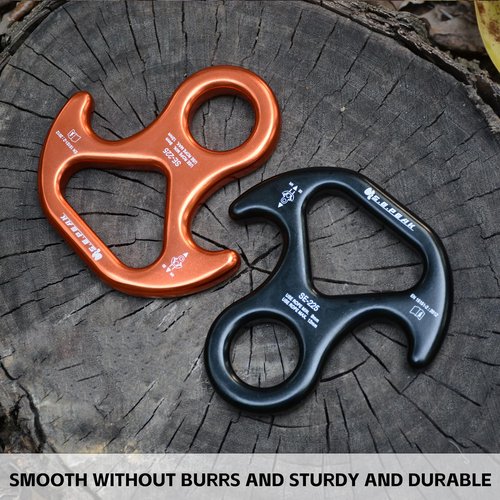 S.E.PEAK 30kN Rescue Figure 8 Descender with Bent-Ear, Rappelling Gear Downhill Equipment Belay Device for Rock Climbing/Aluminum Alloy, Black