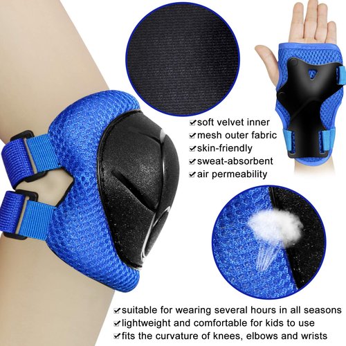 LANNEY Kids Knee Pads and Elbow Pads Set for 3-13 Years, Kids Toddler 3 in 1 Protective Gear Set with Wrist Guards for Skateboard, Scooter, Cycling, Riding Sports, Gift for Youth Boys Girls