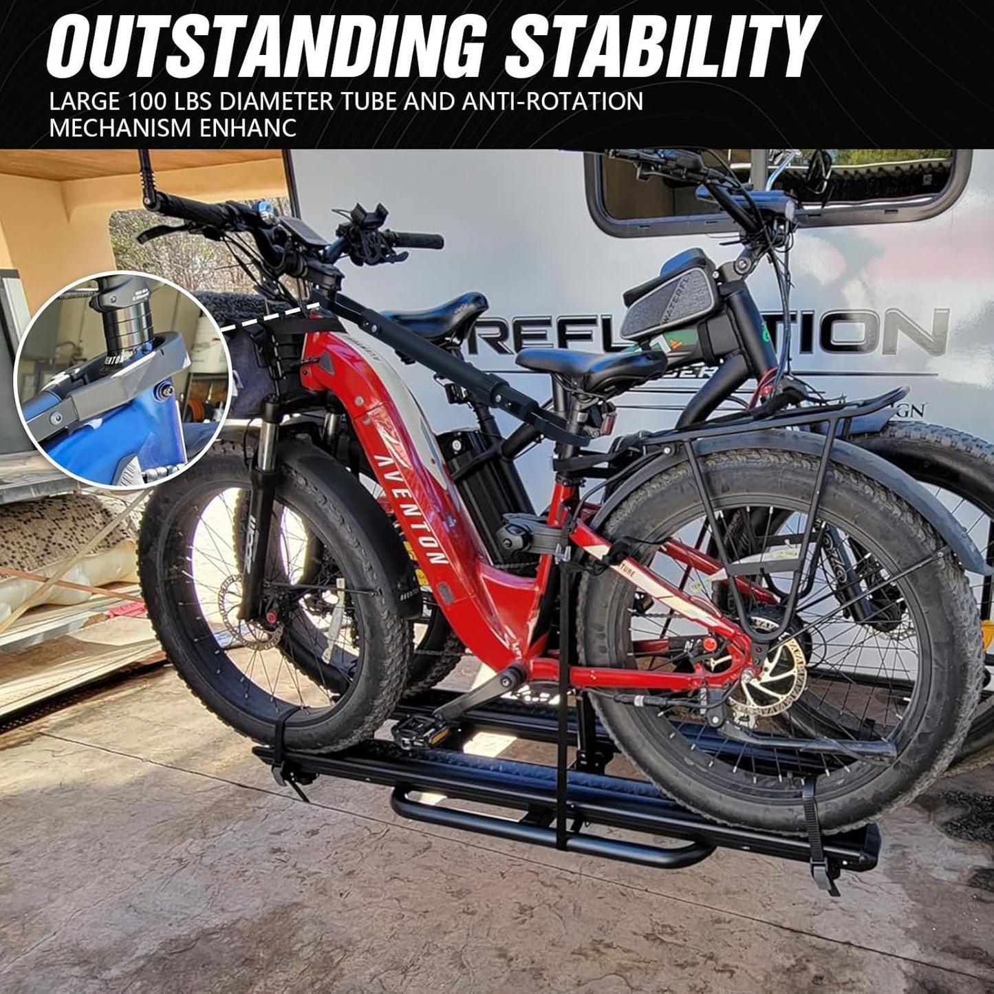 2 EBike Rack with Cross Bar & Ramp, 5" Fat Tire Bike Carrier, 200 LBS Capacity Lockable & Foldable Bike Racks, Electric Bicycle Racks Platform Fits 2" Standard Hitch for SUVs Cars Trucks Vans