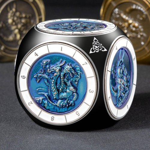 Roycevon 7 in 1 Spinner DND Dice Set D&D, Metal D and D Dragon Dice with Gift Box, Role Playing Dice, Black Blue
