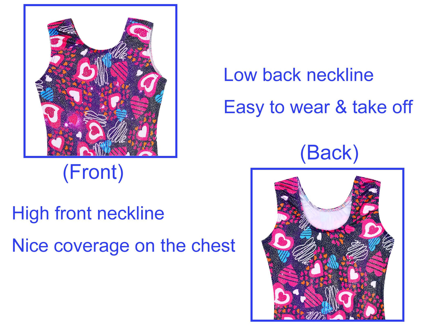 Domusgo Leotard for Girls Gymnastics Size 3t 4t Sparkly Pink Heart Love One Piece Biketard with Shorts