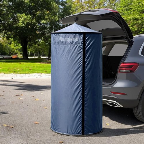Rangland Instant Changing Tent for SUV Trunk, Easy Pop-Up Privacy Shelter with Liftgate Suction Pod - Portable Dressing Room for Beach, Outdoor Camping Shower, Toilet (Carry-Bag Included), Blue