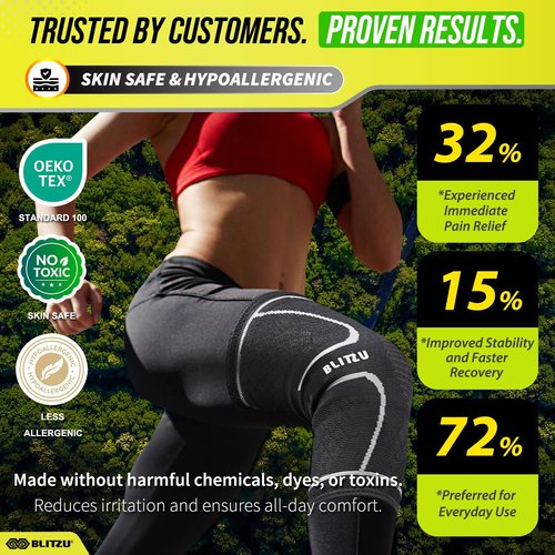 Knee Brace for Women & Men, 2 Pack Compression Knee Brace, Knee Support Sleeve for Pain Relief, Running, Workout, Sports, Knee Braces for ACL, Meniscus Tear, Arthritis and Injury Recovery Black L