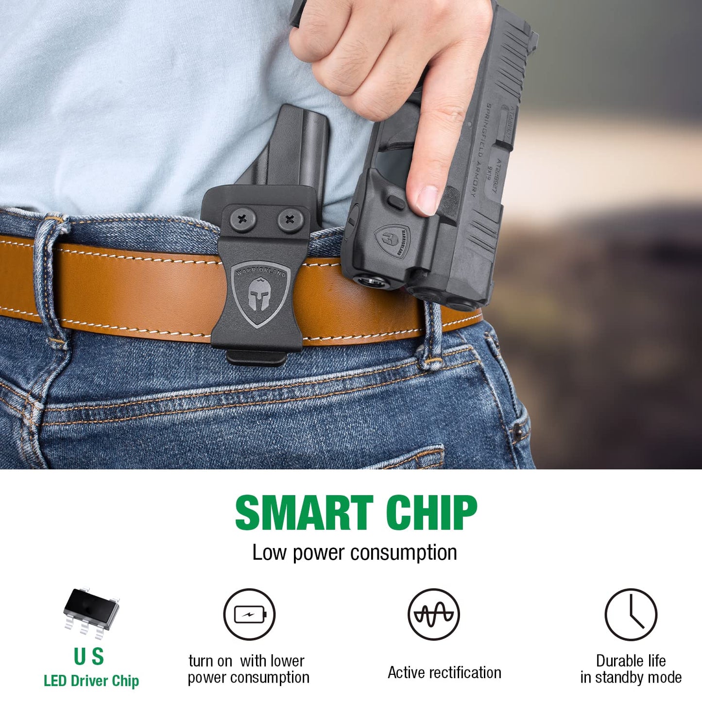 WARRIORLAND IWB Kydex Holster with 150 Lumens Min Gun Light Combo, Springfield Micro Compact Hellcat Pistol, 150 Lumens Hellcat Handgun Light, LED Tactical Flashlight SL-1 w/Hellcat Holster