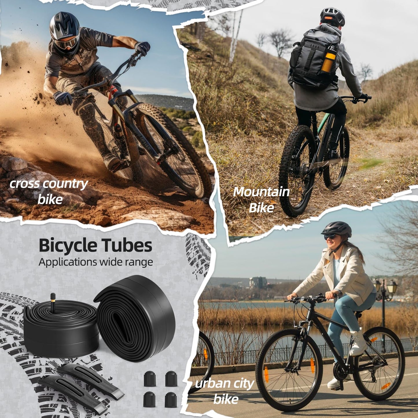 26" Bike Tube, 2PCS Bicycle Inner Tube Compatible for 26 Inch x 1.75/1.95/2.10/2.125 Bike Tire,Mountain Bike Inner Tube with 32mm Schrader Valve, Butyl Rubber Inner Tube for MTB Road Bike, 2PCS Levers