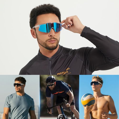 ATTCL Unisex TR90 Cycling Sunglasses for Men Women - PC Lens Sports Glasses Biking Fishing Running KC11-C3-Toubai-Blue