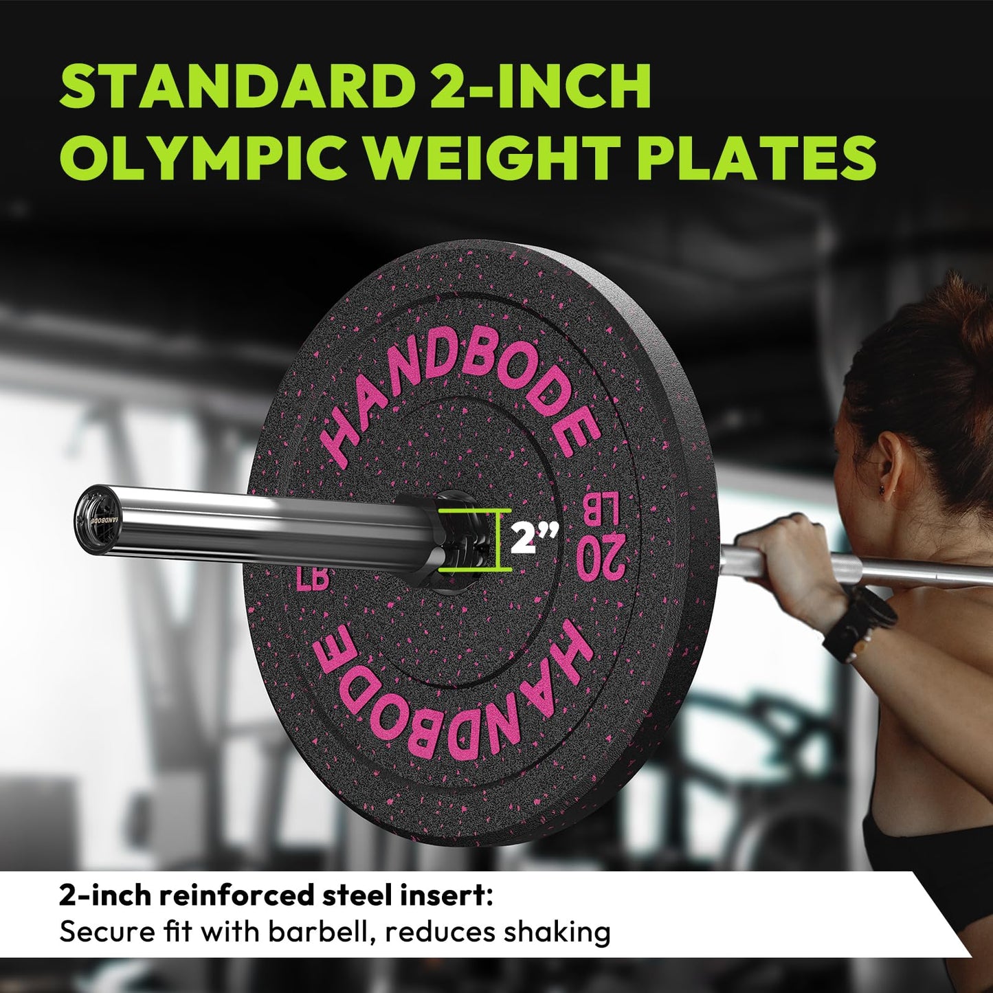 HANDBODE Bumper Plates High-Bounce Olympic Weight Plates, Colored crumb rubber plate for Weight Lifting and Strength Training 160 LB Set A