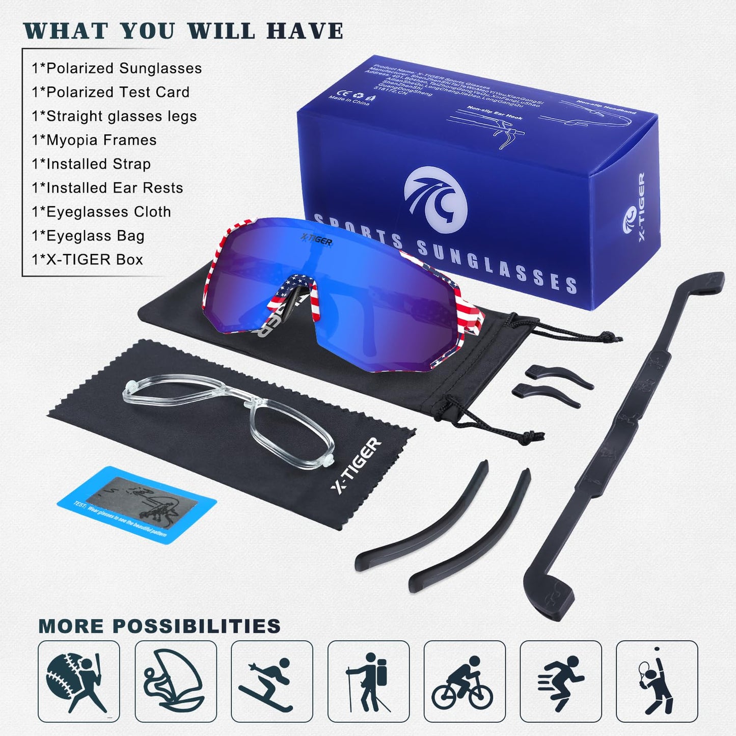 X-TIGER Polarized Youth Baseball Sunglasses UV400 Kids Sunglasses Boys Girls 8-12 Youth for Softball Cycling Sports Glasses