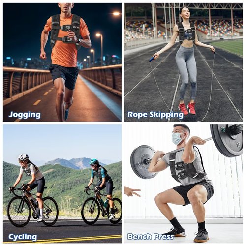 FUFF Weighted vest woman - 5lb/12lb/10lb/15lb/20lb/25lb/30lb Weights with Reflective Stripe, Weighted Vest for Men Women Strength Training Running Walking Jogging