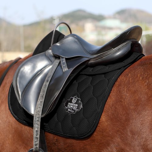 Harrison Howard Mesh Riding Half Pad for English Saddle Comfortable Cushioning Horse Saddle Pad Reduce Pressure on Horse?™s Back Shock Absorbing Riding Pad Black